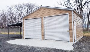 24x30 Metal Garage with Lean-to