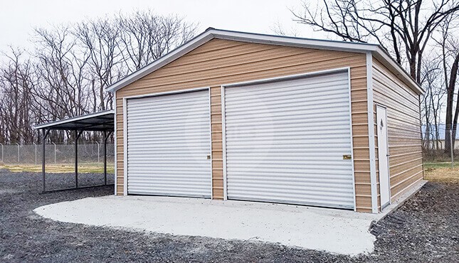 24x30 Metal Garage with Lean-to