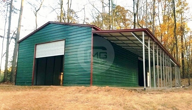 36x70 Prefab Workshop with Lean-to