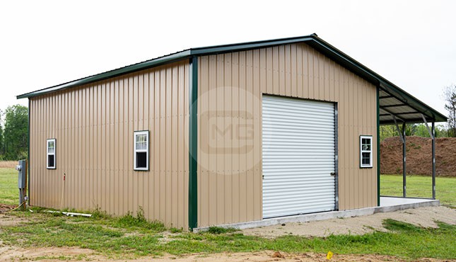 24x31 Metal Garage with 12x31 Lean-To