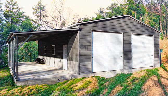 30x41x11 Double Garage with 12x41x8 Lean-To